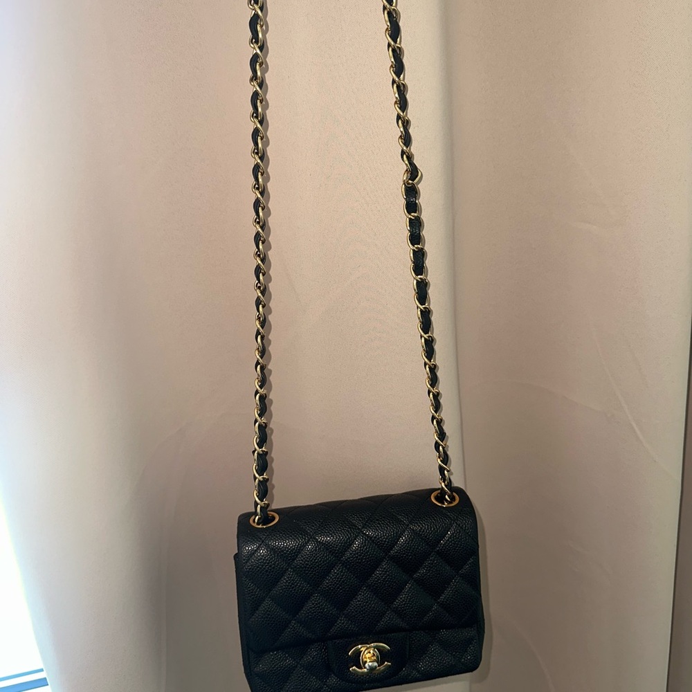 CHANEL Black Quilted Caviar Leather Mini Flap with Gold Hardware - Picture 12 of 12